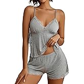 Avidlove Womens Pajama Set Lace Trim Cami Shorts Side Slit V Neck Sleeveless Lingerie Sets for Women Sexy
