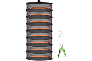 Desy & Feeci Herb Drying Rack, Plant Hanging Dry Net with Orange Zipper (8 Layer-D24xH64 inch)