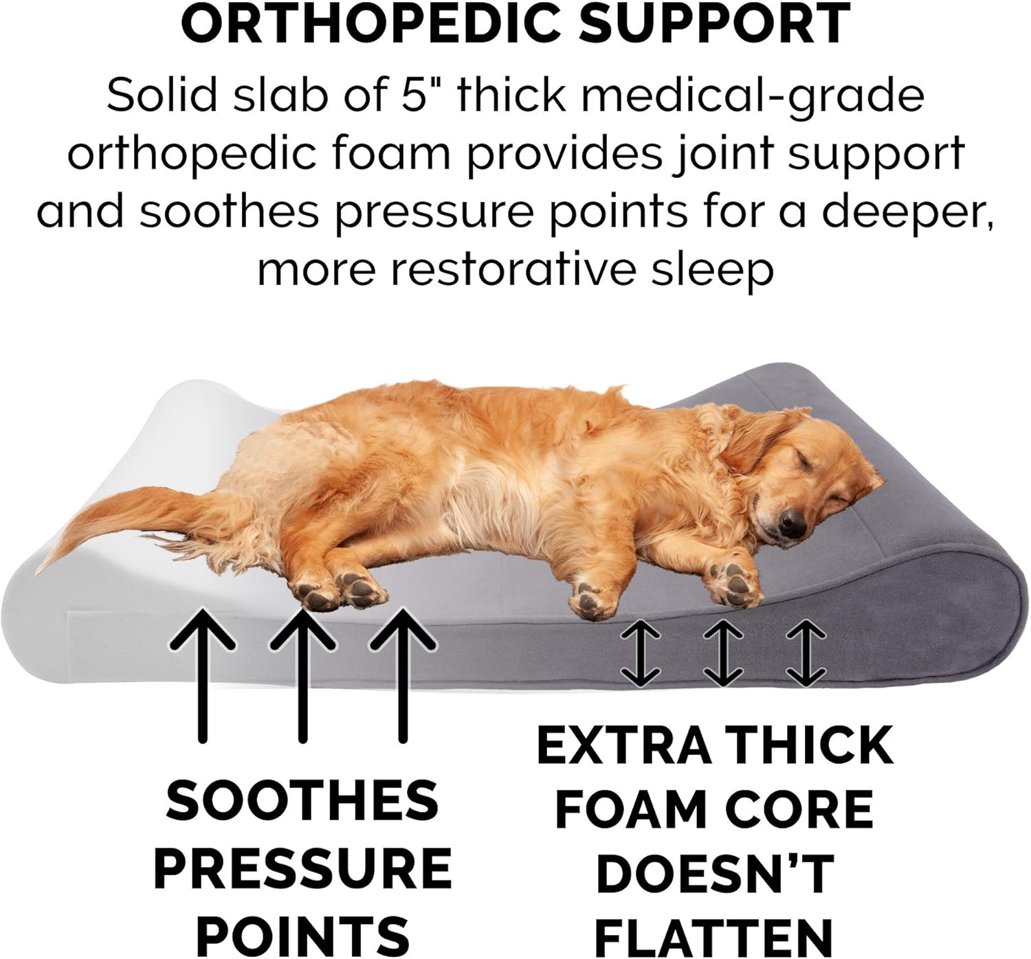 Furhaven Pet Dog Bed - Orthopedic Micro Velvet Ergonomic Luxe Lounger Cradle Mattress Contour Pet Bed with Removable Cover for Dogs and Cats, Gray, Jumbo : Pet Supplies