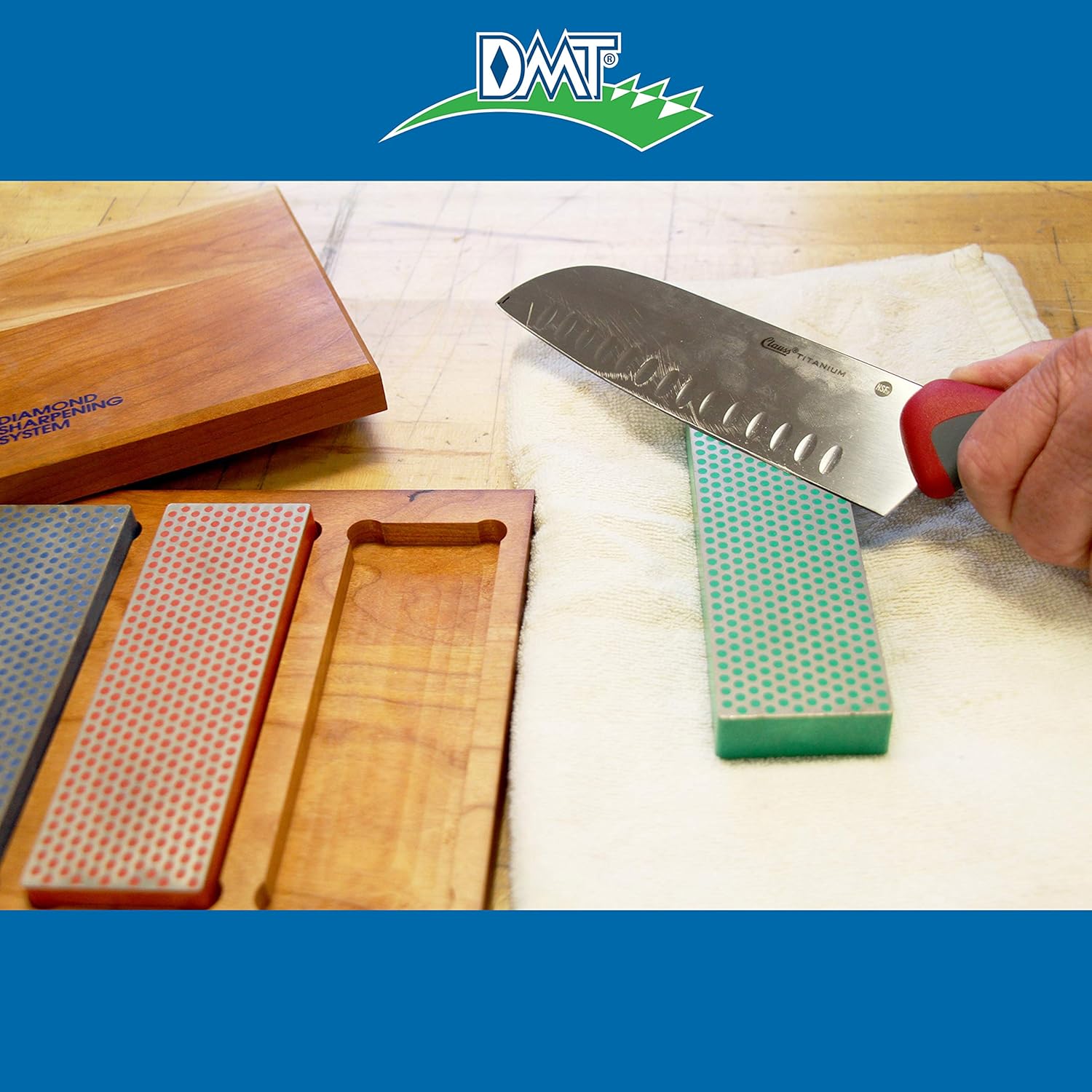 Diamond Machine Technology (DMT) 3-6-in. Diamond Whetstone Models Sharpener in Hard Wood Box (W6EFC) - Sharpening Stones - 