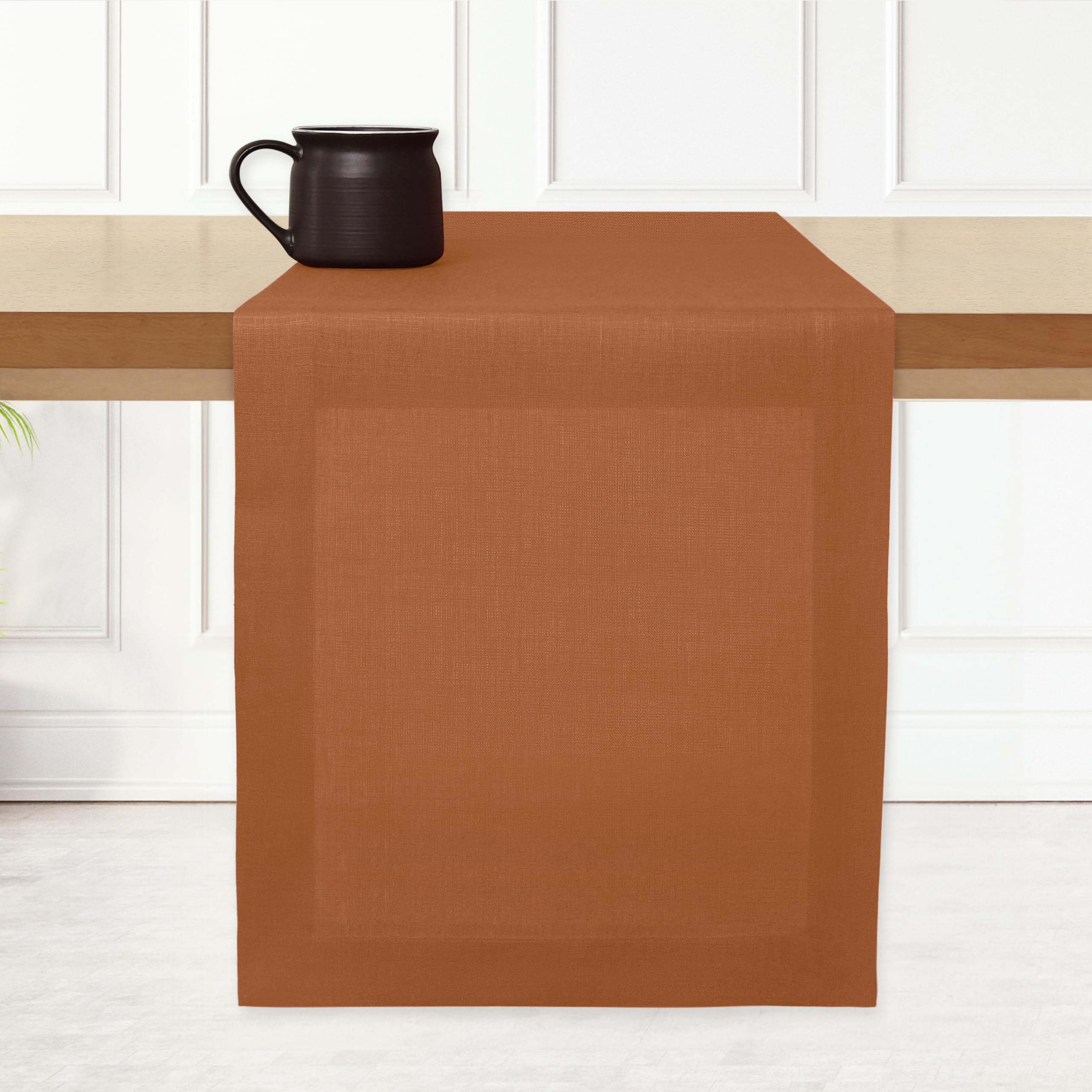 Photo 1 of D'Moksha Homes Linen Rust Table Runner 84 Inches Long - 100% Pure Linen 14 x 84 Inch Table Runner for Dining, Fall and Halloween - Machine Washable