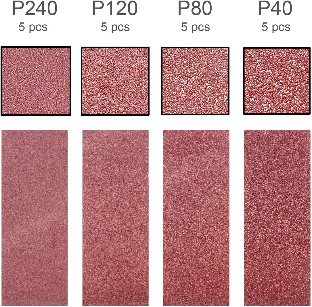 Sackorange 20 PCS 3 inch x 21 inch Abrasive Sanding Belts - 5 Each of 40 80 120 240 Grit Aluminum Oxide Sanding Belts For Belt sander (3 x 21 inch) - - 