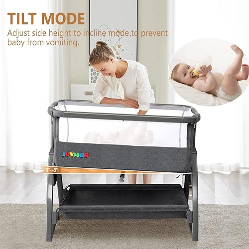 JOYMOR in Baby Bassinet Bedside Sleeper, Rocking Bassinet for