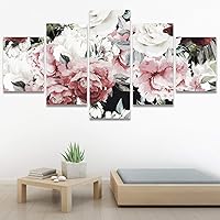SIGNWIN 5 Panel Canvas Wall Art Modern Art Bouquet Colorful Decorative Elements Floral Multicolor Photography for Home Decorations Ready to Hang - 60