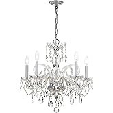Crystorama Traditional Crystal 5 Light Hand Cut Crystal Polished Chrome Chandelier