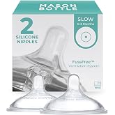 Mason Bottle Slow Flow Nipples (0&ndash;3 Months) &ndash; Silicone Baby Bottle Nipples, Fits Any Regular-Mouth Mason Jars &ndash; Wide Natural Shape, BPA-Free, Non-Toxic, Made in USA (2-Pack)