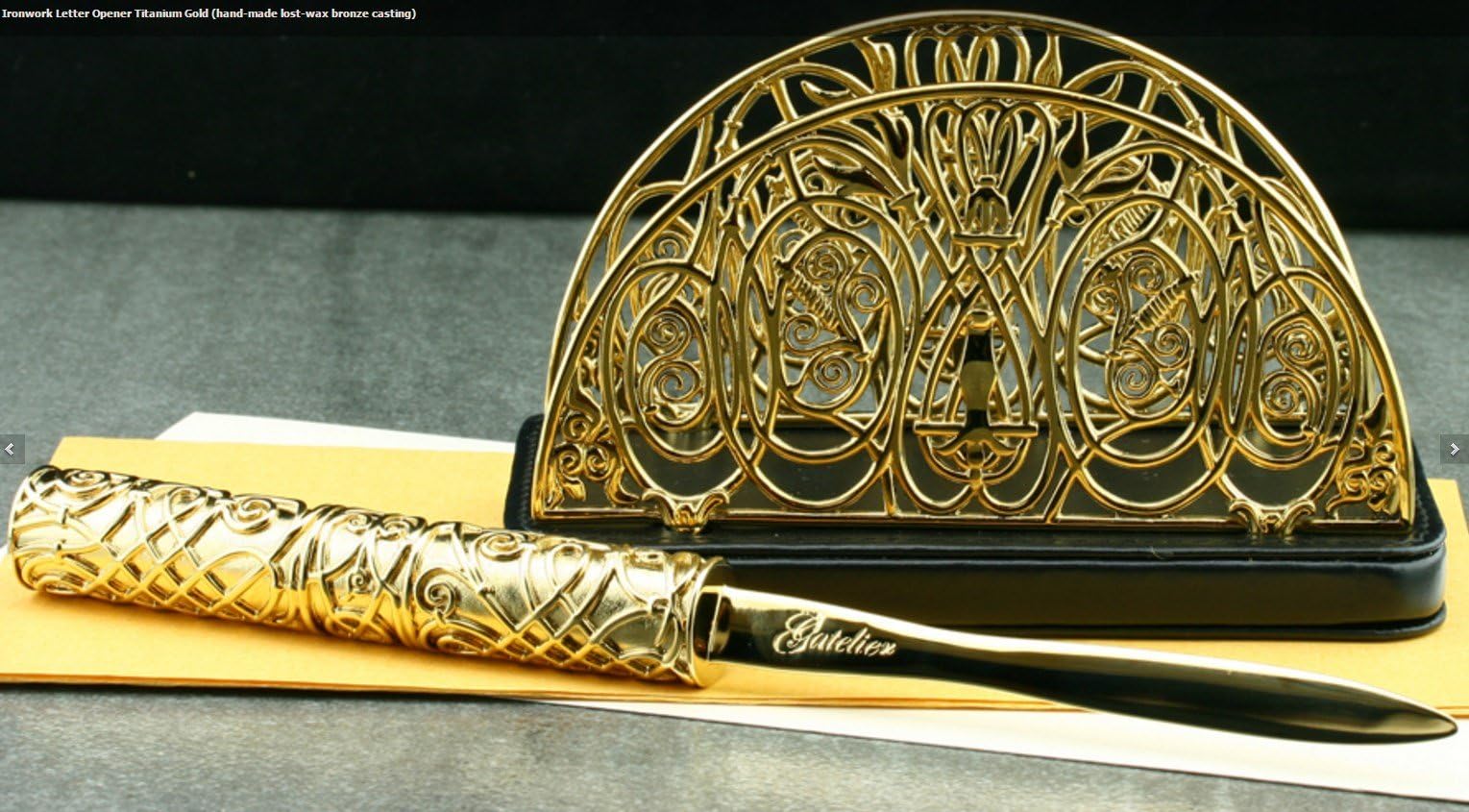 Ironwork Letter Opener Titanium Gold (hand-made lost-wax bronze casting)
