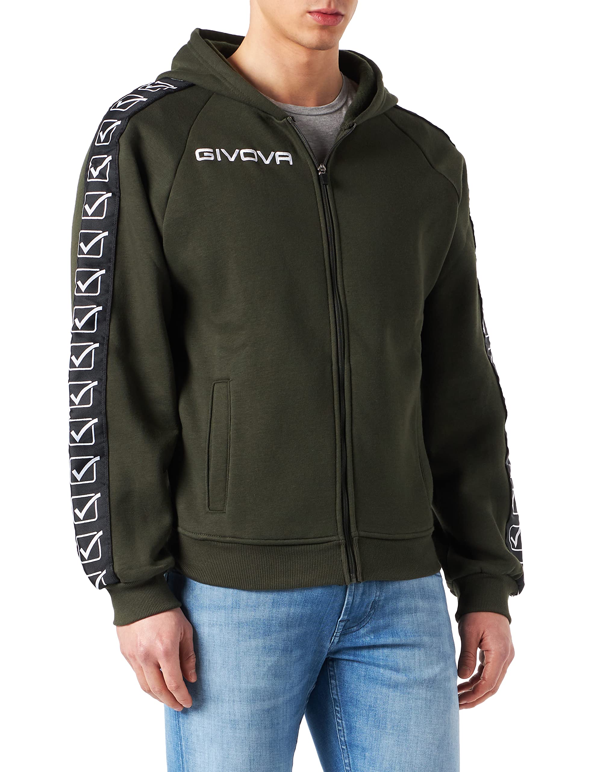Givova Unisex Sweatshirt Full Zip Band, Military Green, 2XL, Military green, XXL