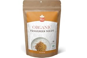 SPICY ORGANIC Fenugreek Seeds 8oz – USDA Certified Organic, Non-GMO, Gluten Free, All-Natural Methi for Cooking, Herbal Tea, Sprouting & Natural Hair Care – Raw Spice for Methi Water – Product of India