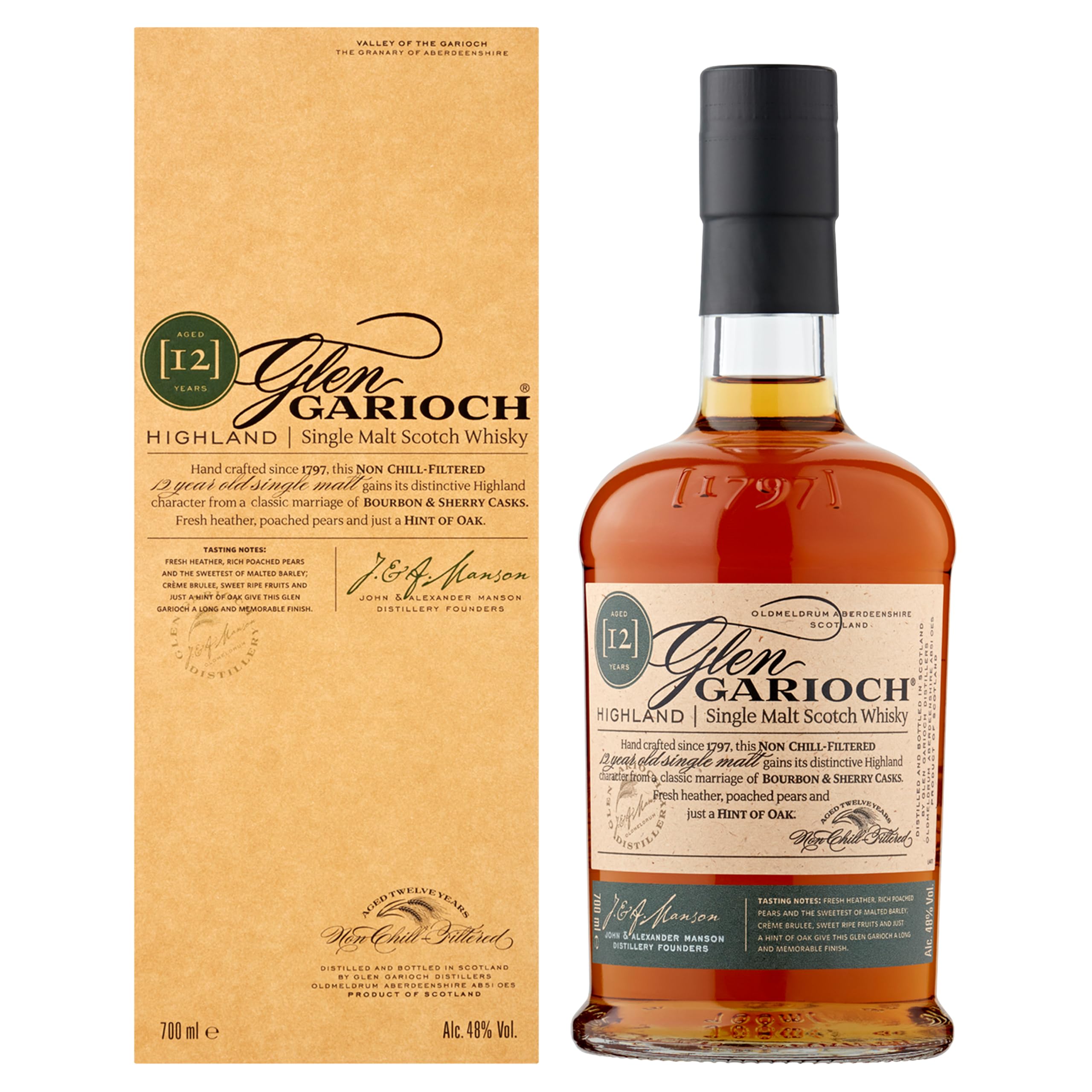 Glen Garioch 12 Jahre | Single Malt Scotch Whisky | gereift in nordamerikanischen Bourbon-Fässern und spanischen Sherry-Fässern | 48% Vol | 700ml Einzelflasche 2