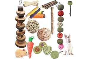 Naturezhen Rabbit Chew Toys, Natural Bunny Chew Toys, Hamster Chew Toys Set, Small Pets Teeth Care Molar Exercise Bunny Toys 