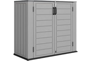 Outsunny 33 Cu.ft Plastic Outdoor Storage Shed, Waterproof Horizonal Storage Cabinet Tool Box with Lockable Double Doors and 