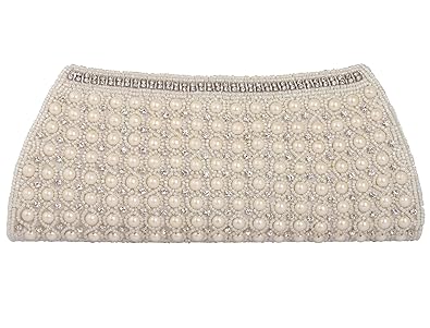 Spice Art Womens Pearl Embroidered White Clutch