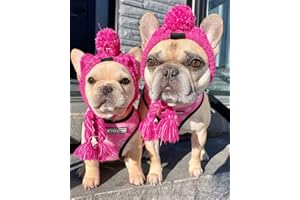 PQIQP Winter Dog Hat,Knitting Wool Cap,Warm Pet Head Wear with Long Braid Puppy’s Head Accessorie (Purple M)