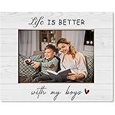 HUKINE Grandma Gifts Picture Frames 5x7, Mom Gifts Photo Frame, Son Grandson Picture Frame, Life Is Better with My Boys Gift, Mom Gifts from Son, Mom Gifts,Nana Gift, Gifts for Grandma from Grandson