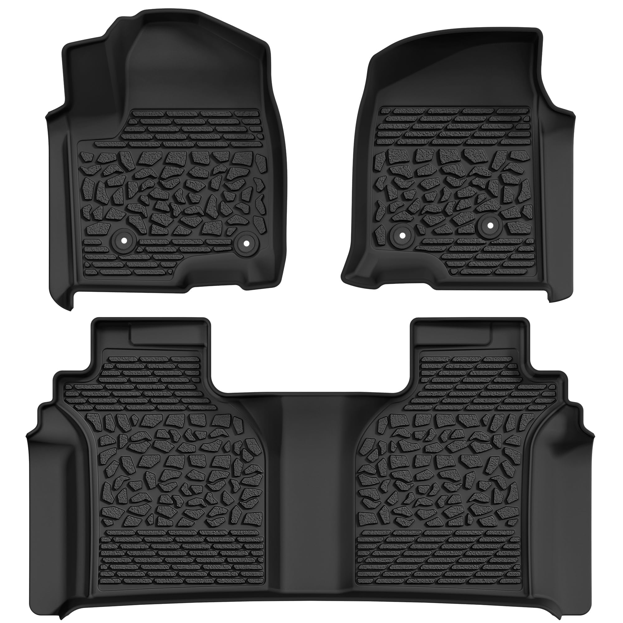 AUTOSAVER88 Floor Mats Fit for 2019-2024 Dodge Ram 1500 Crew Cab W/Factory Storage (NOT Fit for Classic Model), All Weather TPE Anti-Slip Floor Liners Compatible with Ram 1500 1st and 2nd Row, Black Image
