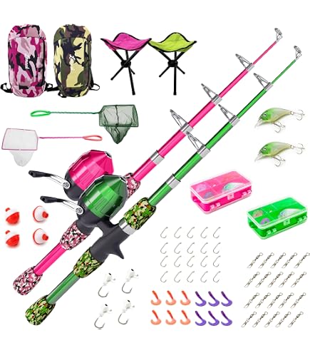 PROBEROS Kids Fishing Pole - Portable Telescopic Fishing Rod and Reel Combo Kit