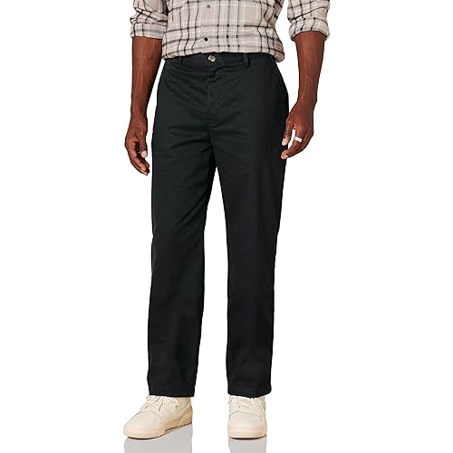 Amazon Essentials Men's Classic-Fit Wrinkle-Resistant Flat-Front Chino Pant (Available in Big & Tall), Black, 30W x 29L