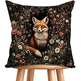 William Morris Abstract Vintage Floral Velvet Butterfly Design Throw Pillow Covers Home Decor, Retro Art Deco Pillowcase Cushion Cover for Bed Sofa Living Room, Square 18x18inch (Orange-Fox2)