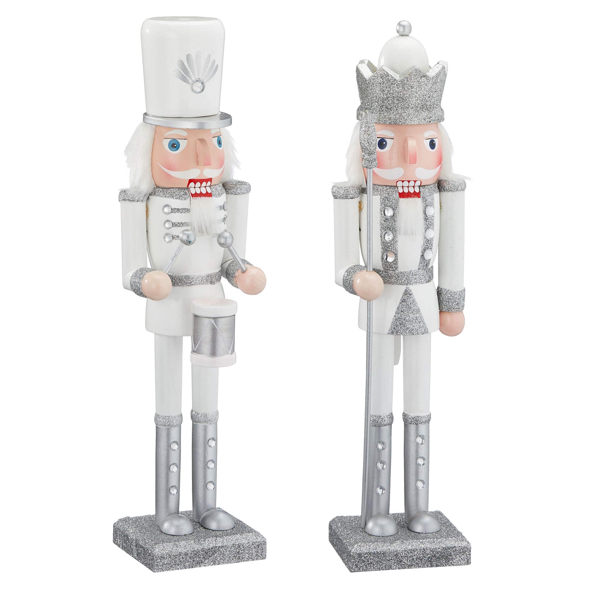 Cepewa Nutcracker made of wood King + Drummer W/s 38 cm Christmas Decoration Figure Ore Mountains Nutcracker Nutcracker Nutcracker Nut Tongs (1 x Nutcracker King + Drum w/s 38 cm)