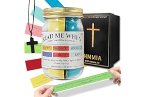HMMIA Read Me When Bible Verses Jar with Cross Necklace - Scripture Prayer Cards for Emotions & Feelings, Hope Jar with Inspirational Verses for Daily Motivation, Christian Gifts for Women Men