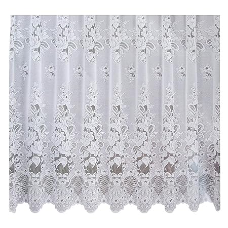 Fertiggardine 500cm x 150cm Gardine Store weiss Rosen Kräuselband Vorhang