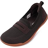 WHITIN Women's Round Toe Slip On Penny Loafers | Wide Width Barefoot Flats with Breathable Knit