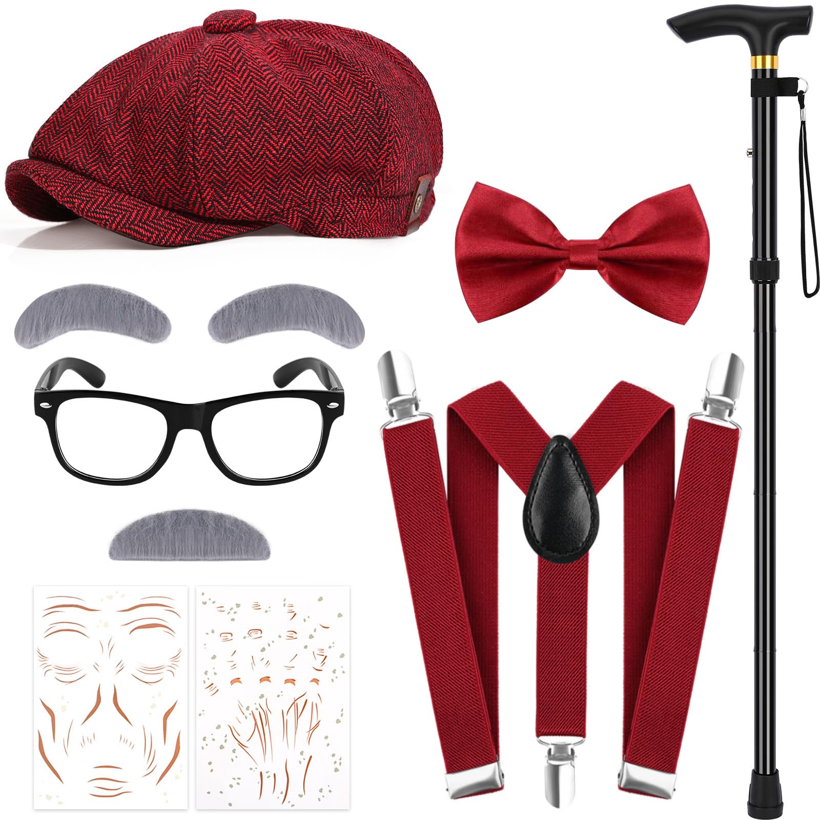 JcHrmers 7 PCS 100 Days of School Old Man Costume