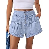 ANRABESS Women's Denim Shorts Summer Baggy High Waisted Flowy Wide Leg Buttons Pleated Casual Jean Shorts 2026 Fashion Skorts