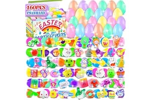 Pistroy 160pcs Prefilled Easter Eggs with Toys Inside Easter Basket Stuffers Egg Hunt Supplies Easter Party Favors for Kids Easter Gifts Classroom Prize