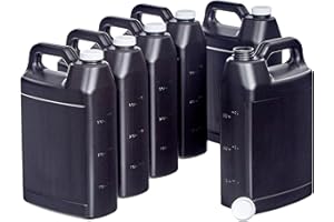 HE HUDSON EXCHANGE Hudson Exchange 1 Gallon (6 Pack) Large F-Style Plastic Jug Container Bottle with Cap, Food Grade BPA Free HDPE, Black, (1003+1106-3)