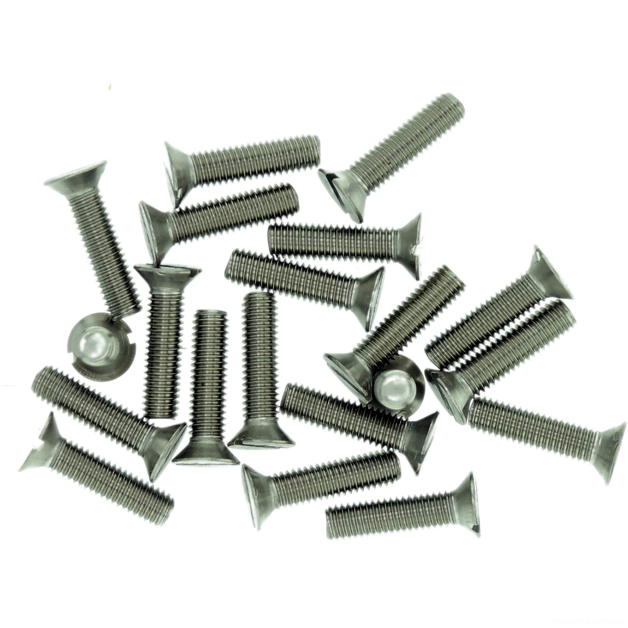 M1.2 (1.2mm x 6mm) Slot Countersunk Machine Screw (Bolt) - Stainless Steel (A2) (Pack of 20)