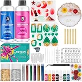 Teexpert Epoxy Resin Kit with Molds – Jewelry Making Kit with Keychain, Coaster & Earring Molds, Complete DIY Resin Kit for Beginners & Adults, Starter Set for Craft and Casting