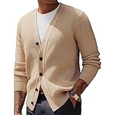 PJ PAUL JONES Mens Waffle Textured Cardigan Sweater Long Sleeve V-Neck Knitted Sweaters