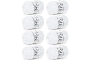 Cozyful Chunky Yarn for Hand Knitting, #9 Thick Jumbo Big Chunky Yarn for Crocheting, Super Chunky Knit Blanket Yarns, Large Chunky Chenille Yarns, 8 Pack (30 yds 8 oz Each Skein), Pure White