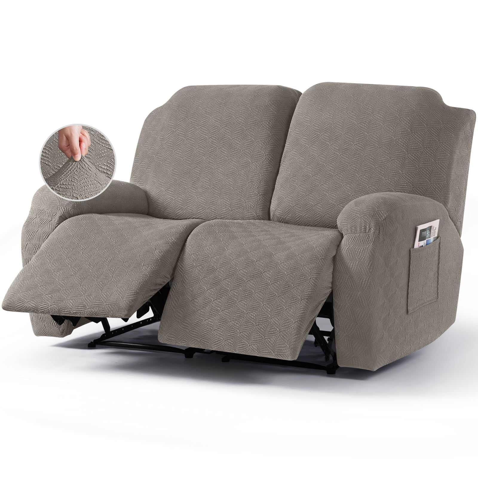Photo 1 of Timeles Recliner Covers Recliner Loveseat Covers Reclining Couch Covers Sofa Slipcovers Stretch Soft Washable (Two-Seater, Taupe)