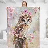 dhakalrlde for Enchanting Owl Floral Throw Blanket, Ultra-Soft Plush Flannel, Lightweight & Warm, Comfy Anti-Pilling Fabric for Couch, Bedroom, Travel, Ideal Gift for Men & Boys 50in×60in