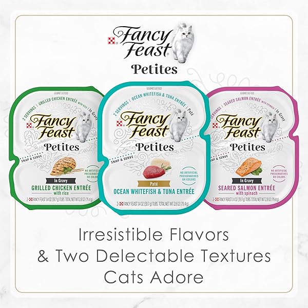 PURINA FANCY FEAST PETITES TENDER BEEF ENTREE WITH CARROTS IN GRAVY GOURMET WET CAT FOOD – (PACK OF 12) 2.8 OZ. TUBS