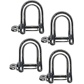 US STAINLESS 4 Pieces Stainless Steel 316 Forged D Shackle Marine Grade 5/16" Dee