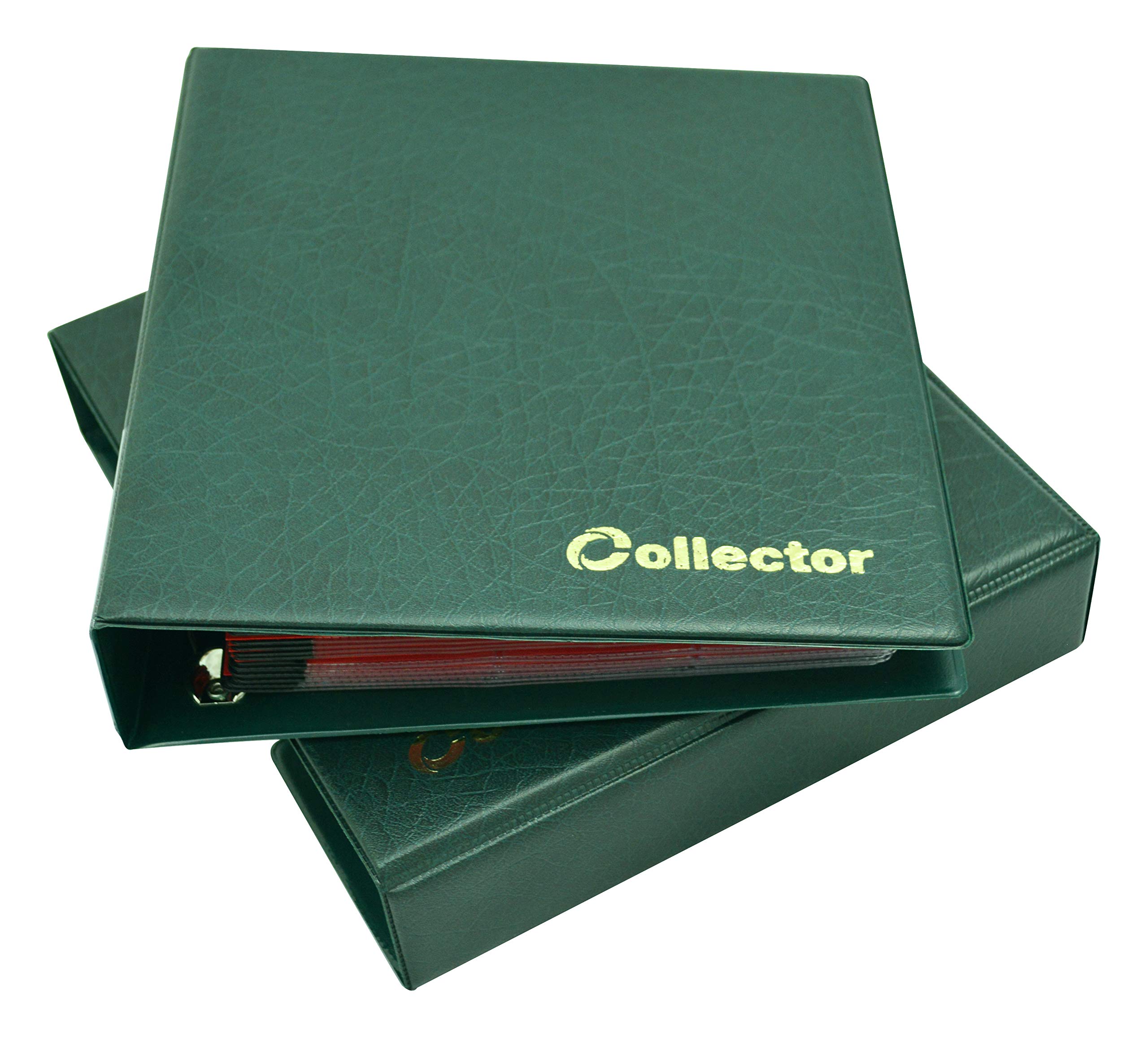 Collector Coin Album IN CASE for 200 MEDIUM sizes coins 50p 50 pence £1 £2 €1 €2-10 pages and red dividers - GREEN