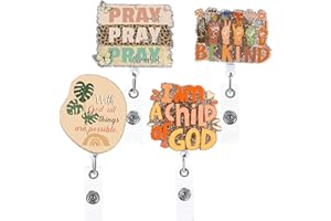 4PCS Christian Badge Reels, Bible Verse Faith-Based Retractable ID Holder with Swivel Clip, Christian Gifts for Nurses Teache