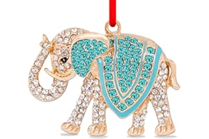 FaCraft Elephant Christmas Ornaments Metal Teal Elephant Keepsake Gifts for Women Sisters Mom Kids Girls Elephant Lovers Elephant Ornaments for Christmas Tree Decorations Elephant Hanging Ornaments