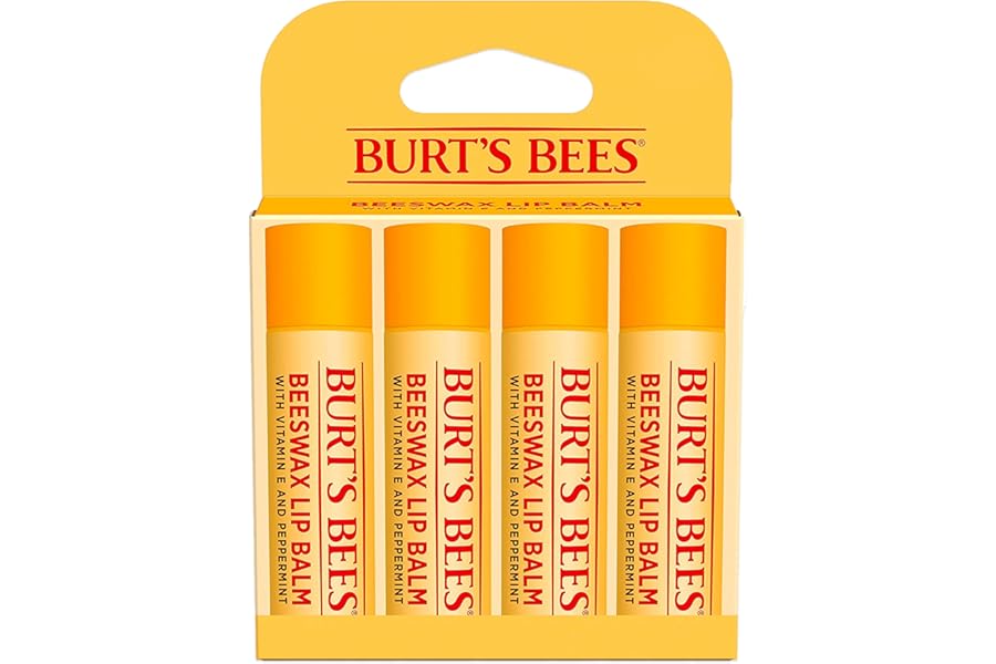 Burt’s Bees Lip Balm – Original Beeswax, Lip Moisturizer With Responsibly Sourced Beeswax, Tint-Free, Natural Origin Conditioning Treatment, 4 Tubes, 0.15 oz.