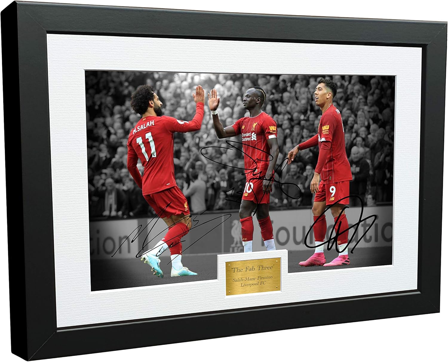 Photographs - Kitbags & Lockers 'The Fab Three' - Mohamed Mo Salah Sadio Mane Roberto Firmino 12x8 A4 Signed Liverpool FC - Autographed Photo Photograph Picture Frame Gift