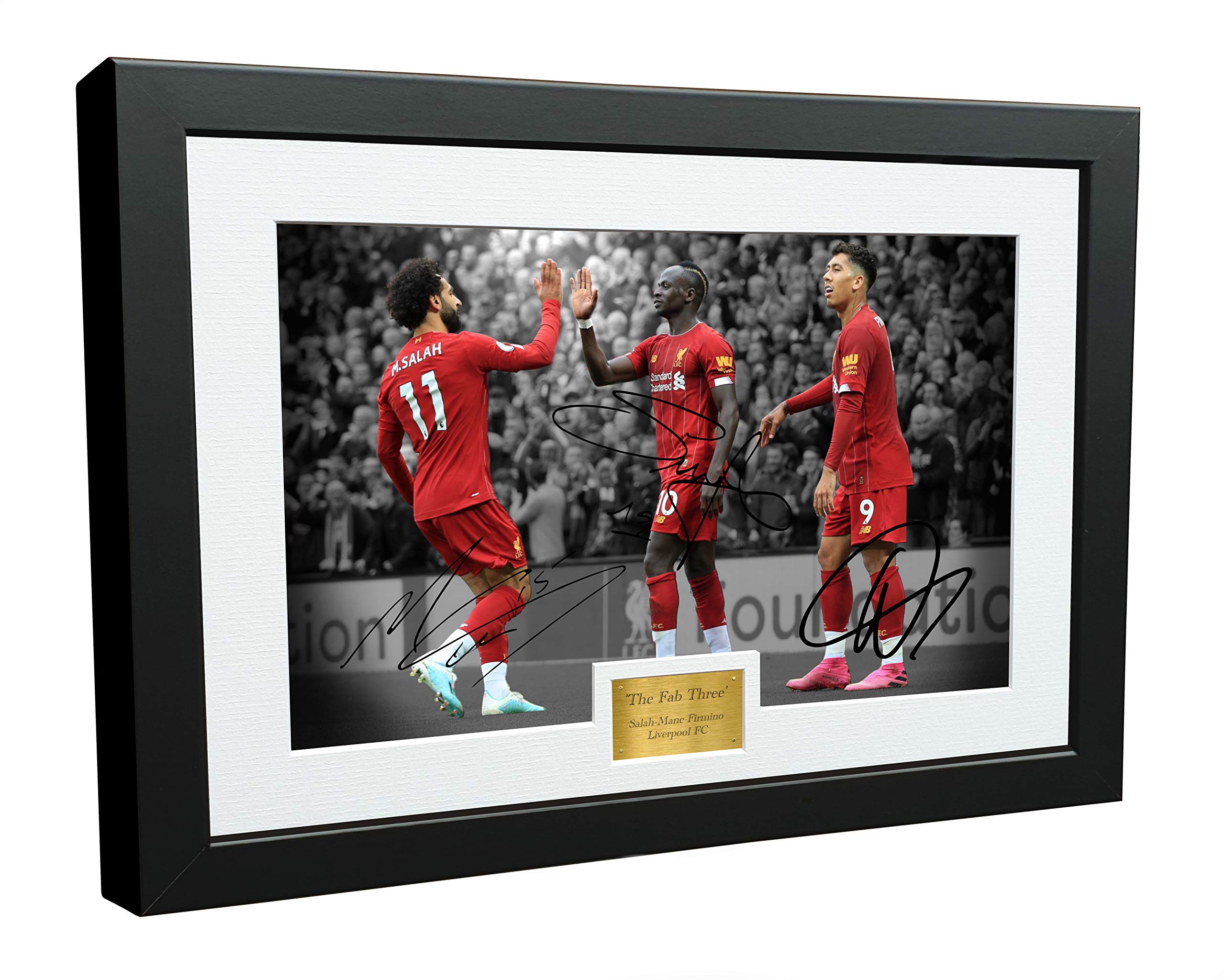 The Fab Three' - Mohamed Mo Salah Sadio Mane Roberto Firmino 12x8 A4 Signed Liverpool - Autographed Photo Photograph Picture Frame Gift