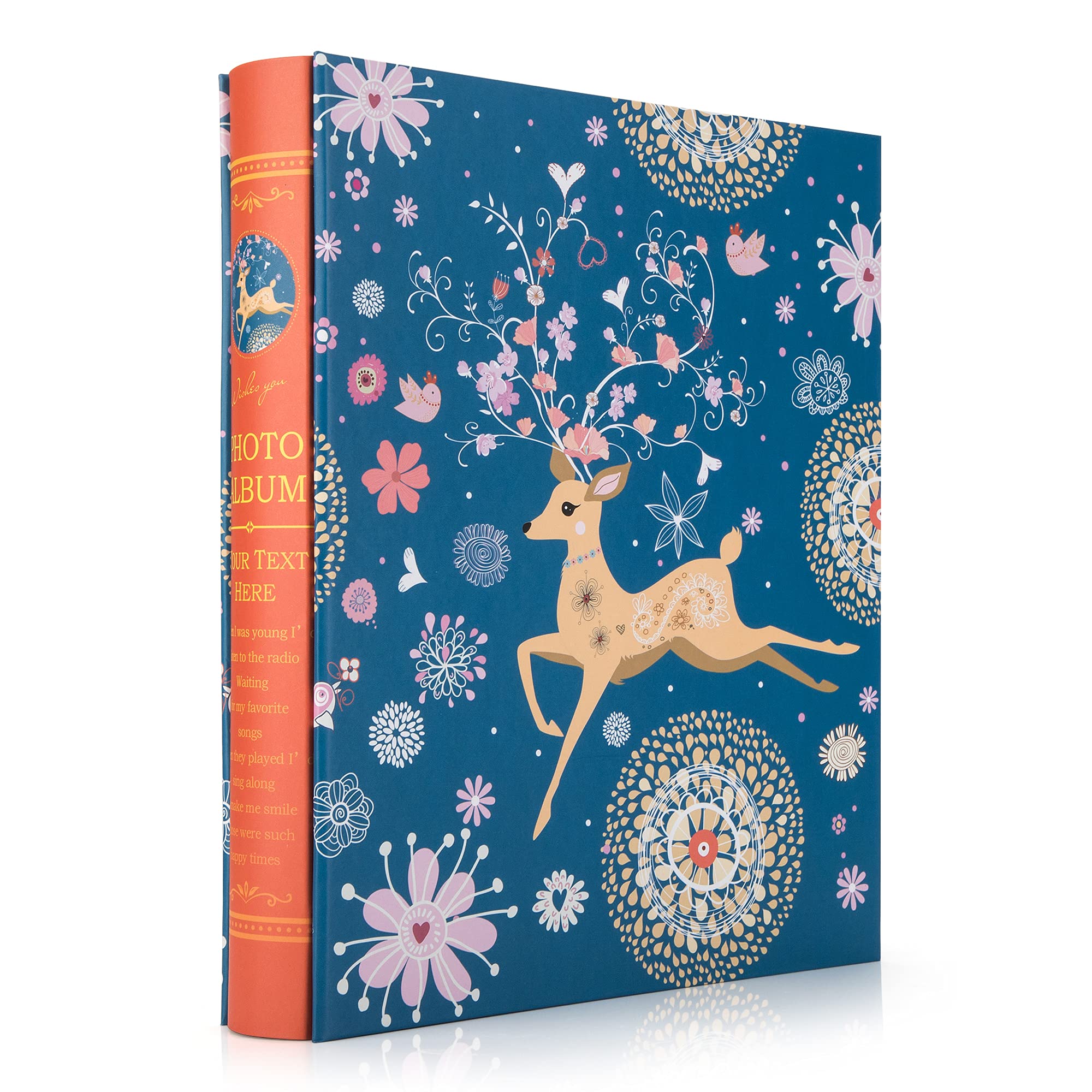 AIOR Slip In Photo Albums 200 Pockets 6x4 Photos, Traditional Family Albums Memory Book White Pages, Birthday Wedding Anniversary Souvenir Album, Deer