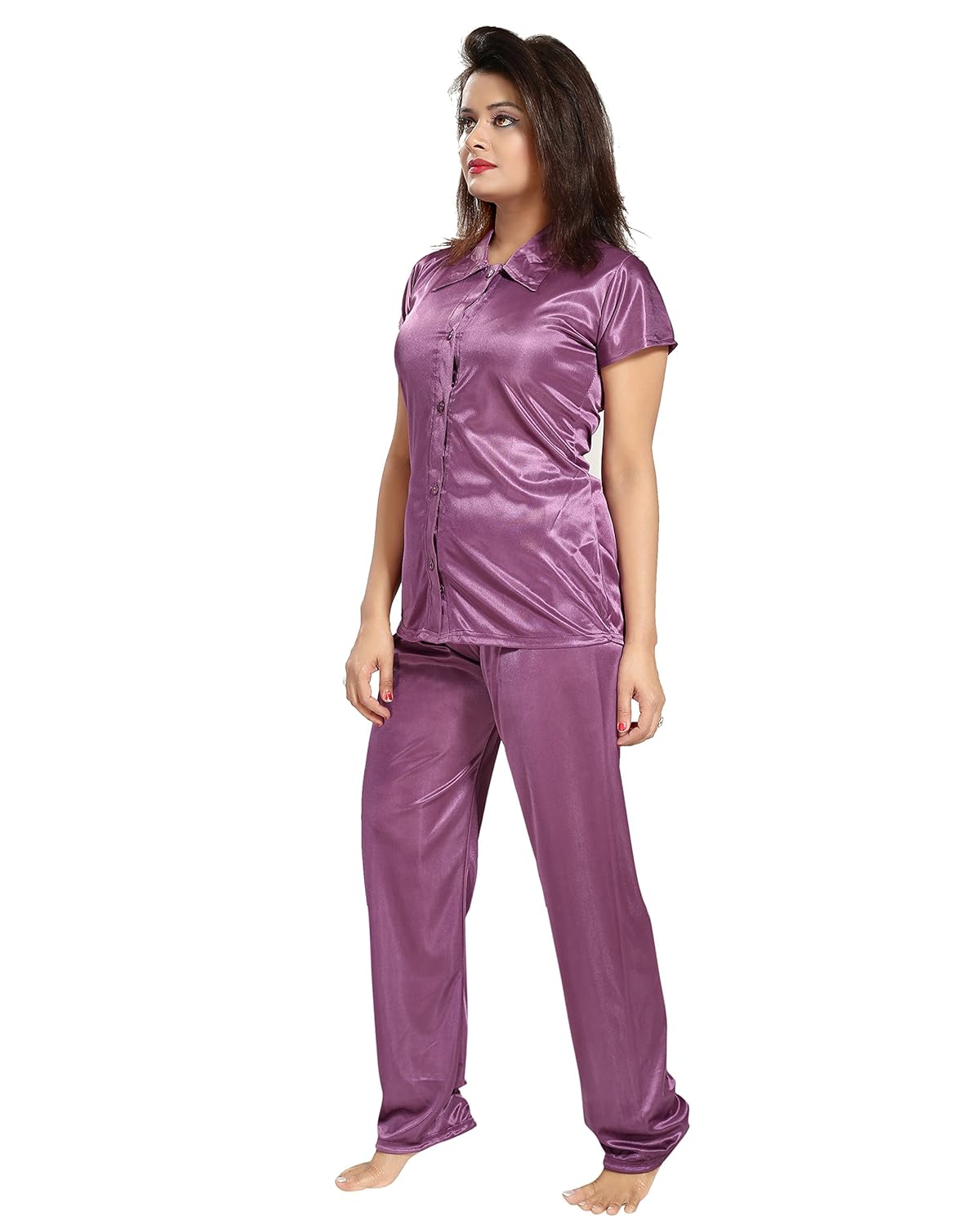 fabme women's satin night suit ( nw085, multicolour, xxl)