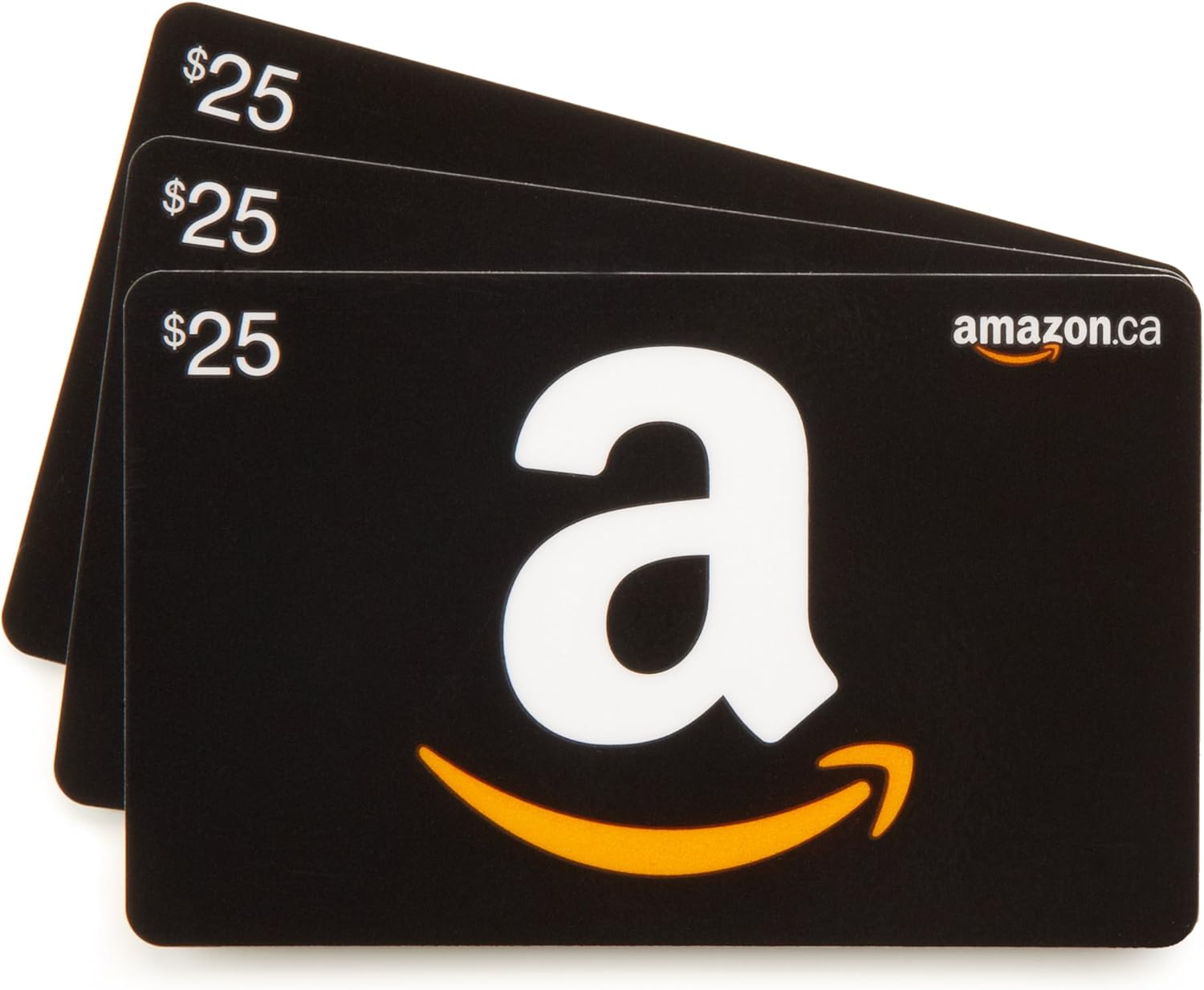 Amazon.ca 25 Gift Cards, Pack of 3 (Classic Black Card Design) Amazon