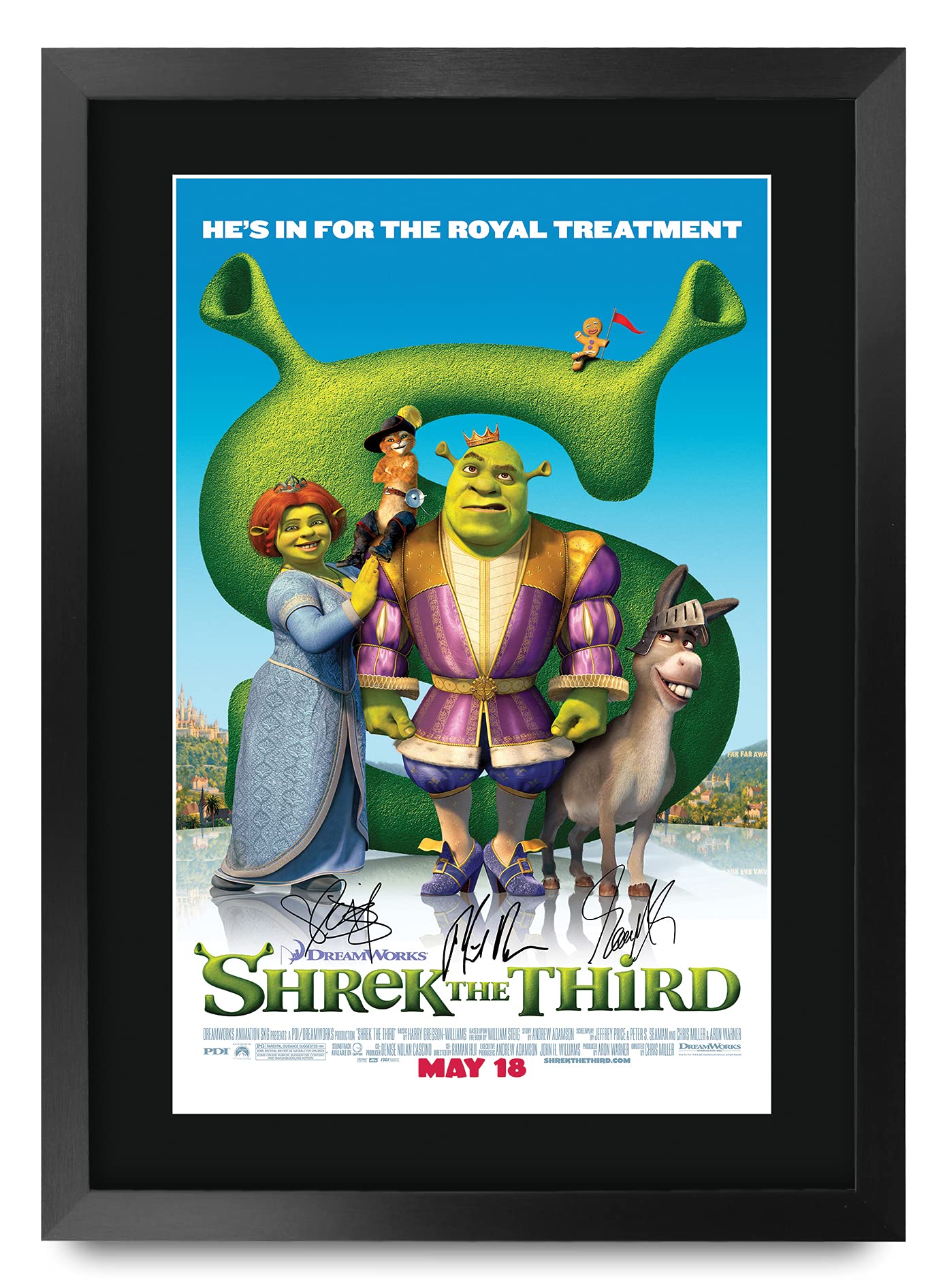 HWC Trading FR A3 Shrek 3 the Third Gifts Printed Poster Signed Autograph Picture for Movie Memorabilia Fans - A3 Framed