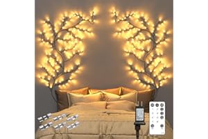 PROBAPRO Enchanted Willow Vine Room Decor: 7.5Ft Home Decorations Flexible Fairy Lights with Remote Control, 144 LEDs Twinkle Tree Lighted Branches for Wall Bedroom Living Room (2 Pack)
